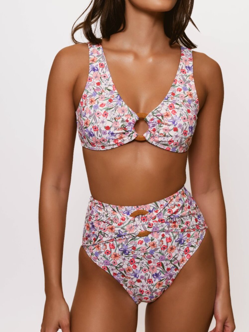 Hutch Iona Floral High-Waist Two-Piece Bikini Swim Set Multicolor size Medium